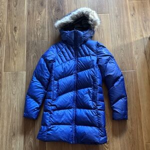 Salomon Blue Puffer Jacket with Fur Hood